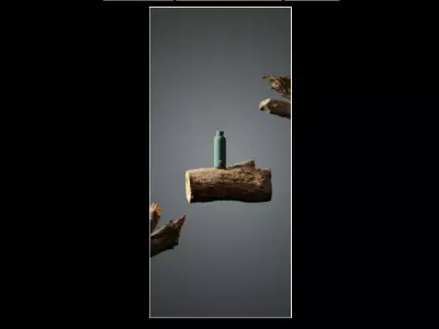 3D Productanimation - Green Bottle on Log  Free 3D model