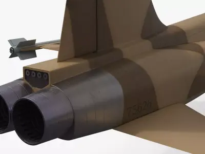 Sand Camo Jet Fighter with Wing Missiles Simplified 3D model