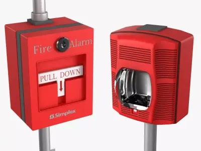 Fire Alarm Set Low-poly 3D model