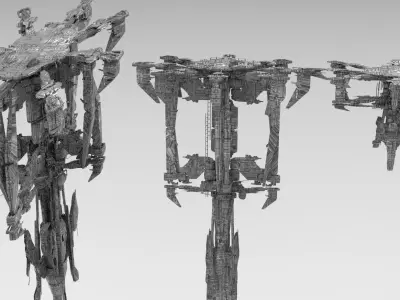 Moon base platforms 3 designs 3D model