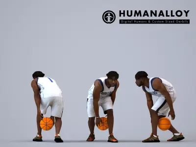 00483Aaron005 - Adult Black male crouching during exercise in 3D model