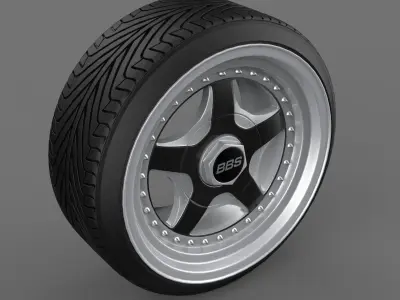 BBS RF wheel with tire Low-poly 3D model