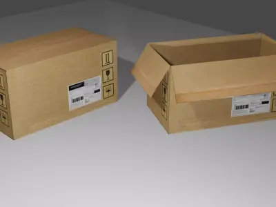 Cardboard Box - Package - Caixa Papelao Low-poly 3D model