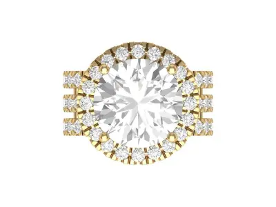 Solitaire Engagement Art Deco Ring 3D print model