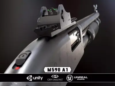 Mossberg 590A1 - Model and Textures Low-poly 3D model