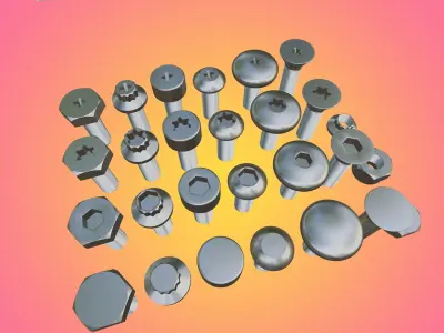 24 Bolts And Nuts Pack 3D model