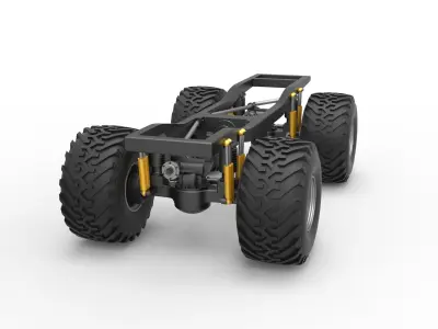 Chassis of vintage Ranger monster truck Scale 1 to 25 3D print model