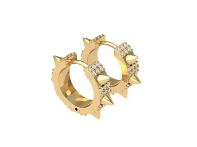Antique-Earing two hoop earrings with diamond spikes 3D print model