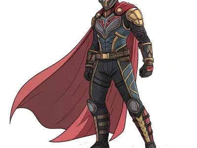  Futuristic Superhero Armor with Cape and Accessories 3D model