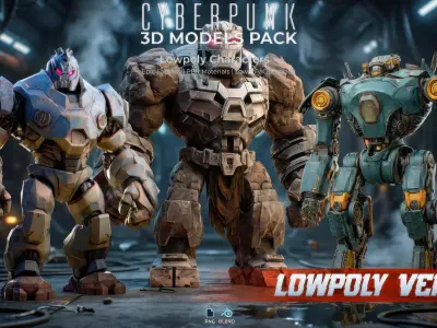 Cyberpunk Heavy Mechs LowPoly Low-poly 3D model