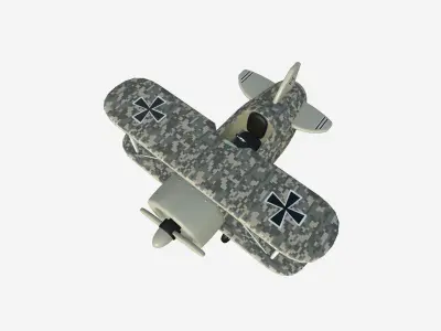 Airplane Cartoon A12 Digital Camouflage - Classic Aircraft Low-poly 3D model