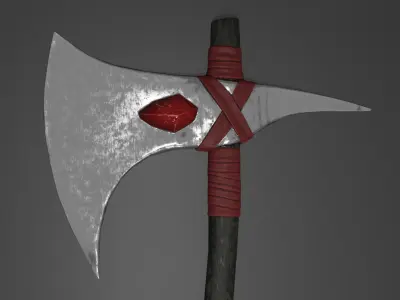 Axe Weapon With Blood Crystals low-poly game ready PBR Low-poly 3D model