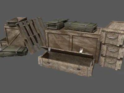 Military Base Kit Low-poly 3D model