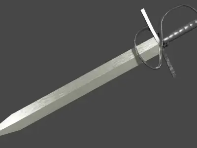 Spatha sword with Flamberge handle Low-poly 3D model