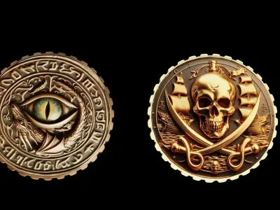 Gold coins Low-poly 3D model
