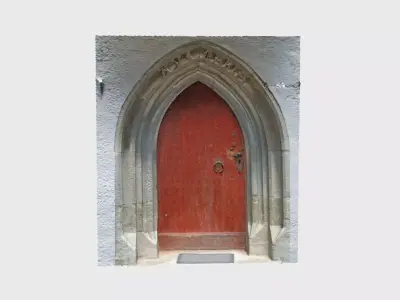 Medieval gothic chapel door portal Low-poly 3D model