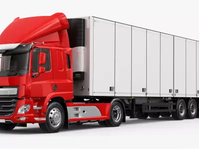 Truck With Side Loading Trailer 3D model
