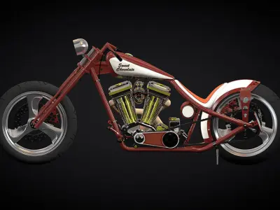Custom red chopper - High-Poly Resolution 3D model