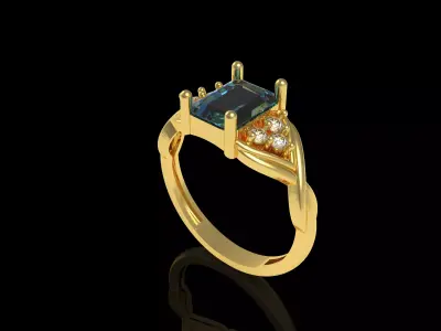 London Blue Emerald Ring 3D print model