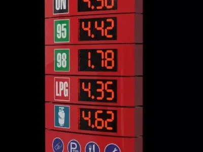 Fuel Station Price Pylon  3D Model of Gas Station Totem Sign 3D model