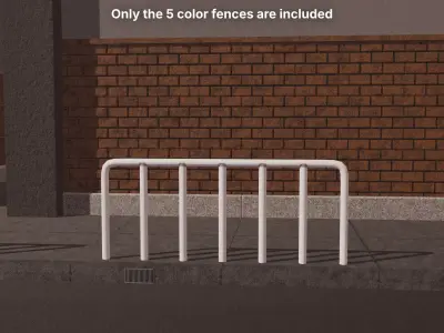 Game Ready - 5 Colors Metal Street Fence Low-poly 3D model
