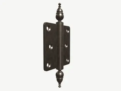 door lift off butt hinge with decorative endings brass coated 3D model