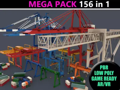 PBR Gantry Cranes and Cargo Containers - Mega Pack