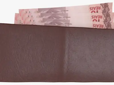 Brazil 10 Reais Wallet Money Purse 3D model