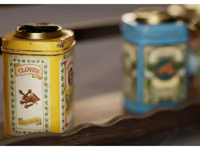 Spice Rack - Modular Vintage Spice Tins - Kitchen Spices Shelf 3D model