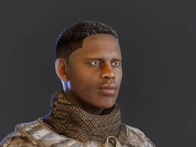 Jabari UN Soldier Rigged  Low-poly 3D model
