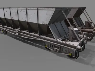 Double bogie hopper Low-poly 3D model