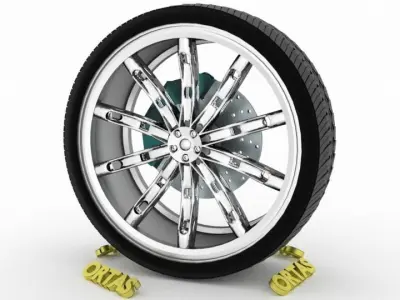 ORTAS CAR WHEEL RIM 130 GAME READY WHEEL RIM TIRE 3D model