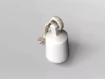 Minimalist Concrete Bell with Rope Handle 3D Model 3D model