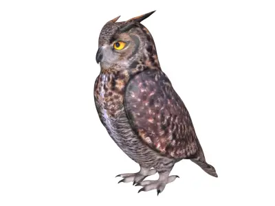 Horned owl Low-poly 3D model
