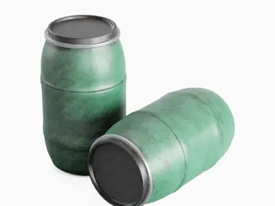 Dirty Plastic Barrel 03 Low-poly 3D model