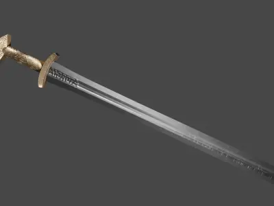 Old ukranian sword Low-poly 3D model