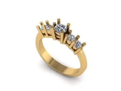 Solitair 5 Stone Ring 3D print model