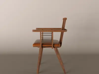 Wooden chair 3D model 5