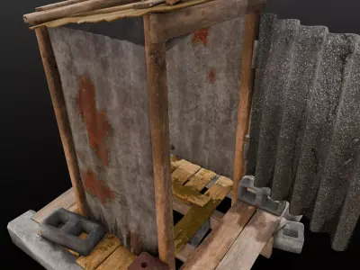  Rusted Old Toilet Low-poly 3D model
