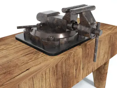 laos Vintage Bench Vise Low-poly 3D model