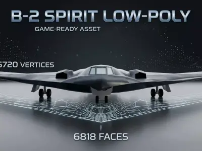  Low Poly B-2 Spirit Stealth Bomber 3D Model Aircraft FBX OBJ Low-poly 3D model