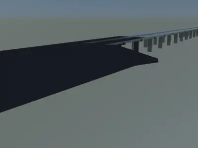 HIGHWAY bridge with columns in sky Low-poly 3D model