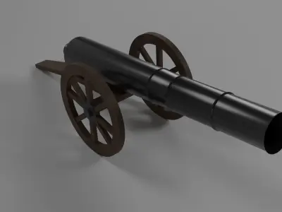 cannon Low-poly 3D model 9