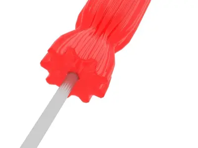 Red Plastic Head Screwdriver 3D model