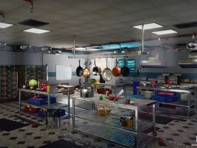 Restaurant Kitchen MODULAR - UNITY --Hdrp-Urp-- Low-poly 3D model