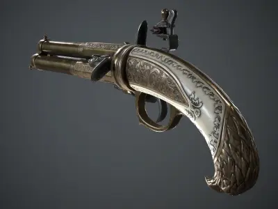 Collection of classic guns 2 Low-poly 3D model