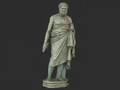 Greek Man Statue - Bronze Low-poly 3D model