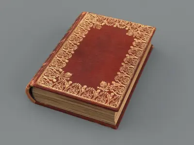 Old leather cover book Low-poly 3D model