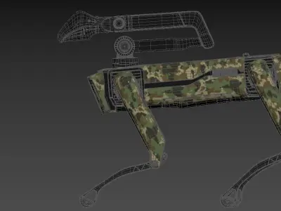 Modern Robot Dog with Arm in army color 3D model