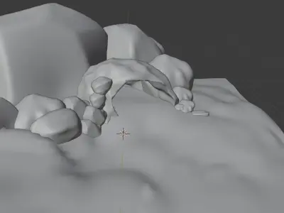 Rock Cave with textures and separate extra rocks set Low-poly 3D model